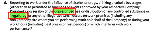 HECO Code says NO Illegal or Unprescribed Drugs